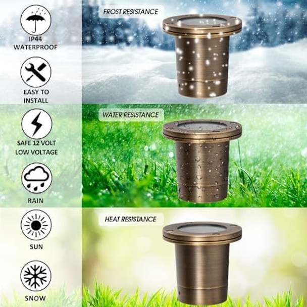Led Spot Lights Outdoor Landscape Lighting Well Lights 177 - Solid Brass In Ground Light With 7W Led Bulb Security Landscape For Long Lasting Home Garden Low Voltage Light