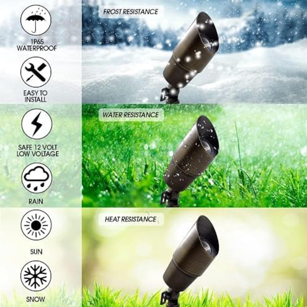 Led Spot Lights Outdoor Landscape Lighting 107 (2 Pack) – Solid Brass Spotlight Led Yard Lights Security Landscape For Beautiful Bright Long Lasting Home Garden Patio Area Deck Lighting (No Bulb)