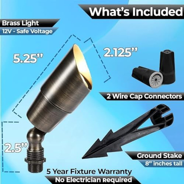 Led Spot Lights Outdoor Landscape Lighting 107 (2 Pack) – Solid Brass Spotlight Led Yard Lights Security Landscape For Beautiful Bright Long Lasting Home Garden Patio Area Deck Lighting (No Bulb)