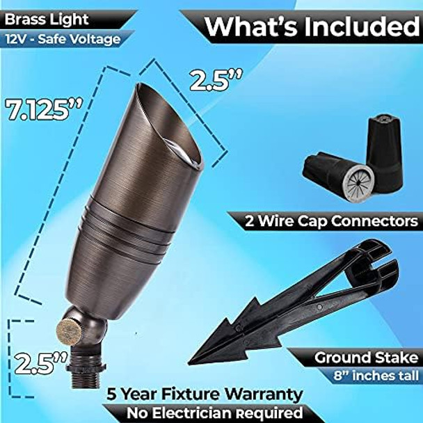Led Spot Lights Outdoor Landscape Lighting 108 - Solid Brass Spotlight Led Yard Lights Security Landscape For Beautiful Bright Long Lasting Home Garden Patio Pool Area Deck Lighting (No Bulb) (1)