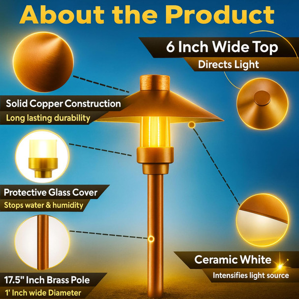 Led Pathway 126 Landscape Light 12V Solid Copper Low Voltage 4W G4 Led Light Bulb Warm White Included Outdoor Mushroom Security Garden Patio Area Light For Beautiful Bright Long Lasting