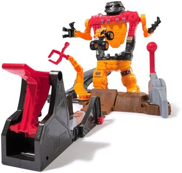 Monster Jam Smash & Bash Smashbot Playset With Launcher Exclusive 1:64 Scale Monster Truck 15-Inch Repairable Robot Kids Toys For Boy And Girls Ages 3 And Up