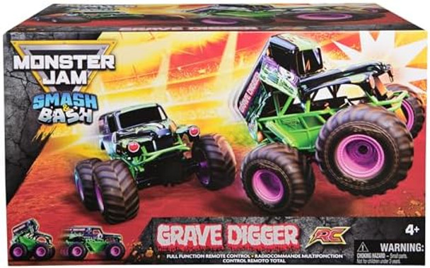 Monster Jam Official Smash & Bash Grave Digger Remote Control Indoor & Outdoor Vehicle 1:15 Scale Repairable Monster Truck Kids Toys For Boy And Girls Ages 4 And Up