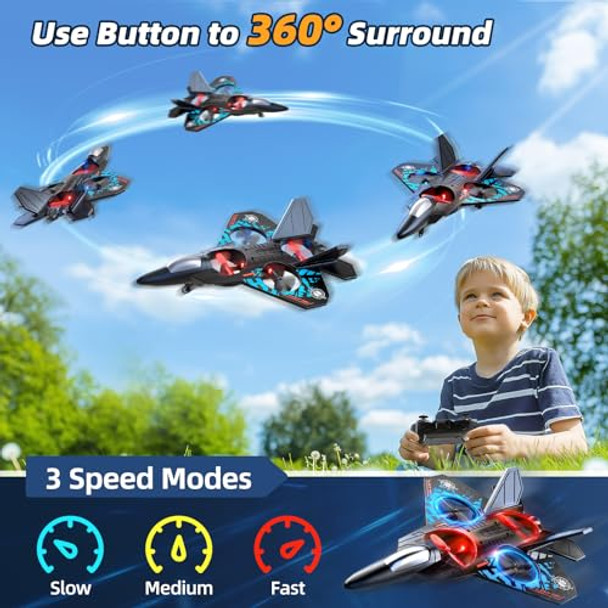Foam Remote Control Airplane For Kids 8-12 2.4 Ghz Rc Plane With Colorful Lights 360° Flips & Stunt Roll Rc Airplane Toy For Boys And Girls Ages 8-16 For Kids And Adults