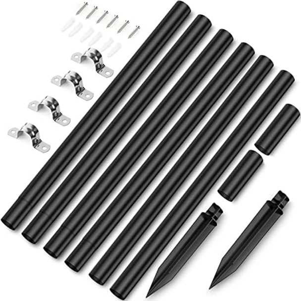 14 Pcs Path Light Steel Pole Extension With Replacement Stakes And Joint Kits Connector For Solar Flame Torches 47" Extension Makes Garden Lights Outdoor Torch Lights Taller