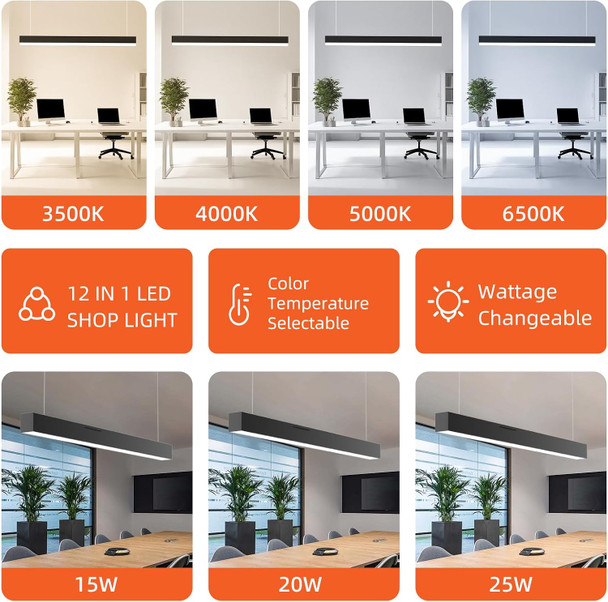 Okq 2Ft Led Linear Light 4Cct 25/20/15W Selectable Hanging Light 2 Foot Shop Light Fixture 0-10V Dimmable Led Suspension Office Lighting Fixture Matte Black Aluminum Housing 6Pack Okq 2Ft Led Linear Light 4Cct 25/20/15W Selectable Hanging Light 2 Foot Shop Light Fixture 0-10V Dimmable Led Suspension Office Lighting Fixture Matte Black Aluminum Housing 6Pack