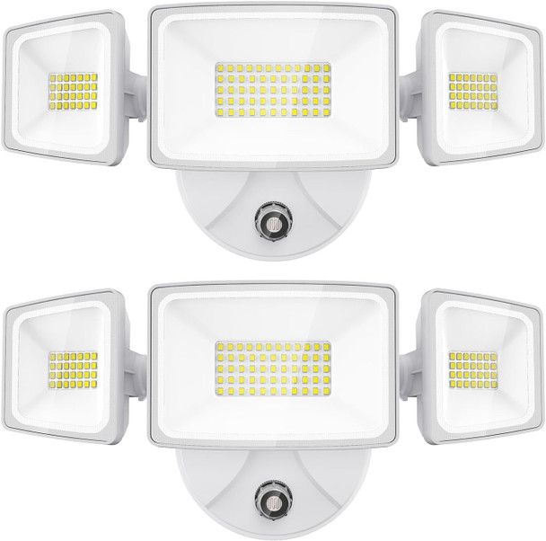 Onforu 60W Led Dusk To Dawn Outdoor Lighting 2 Packs 6000Lm Exterior Flood Lights Ip65 Waterproof Outdoor 3 Adjustable Heads Photocell Lights Fixture 6500K Daylight White Floodlights