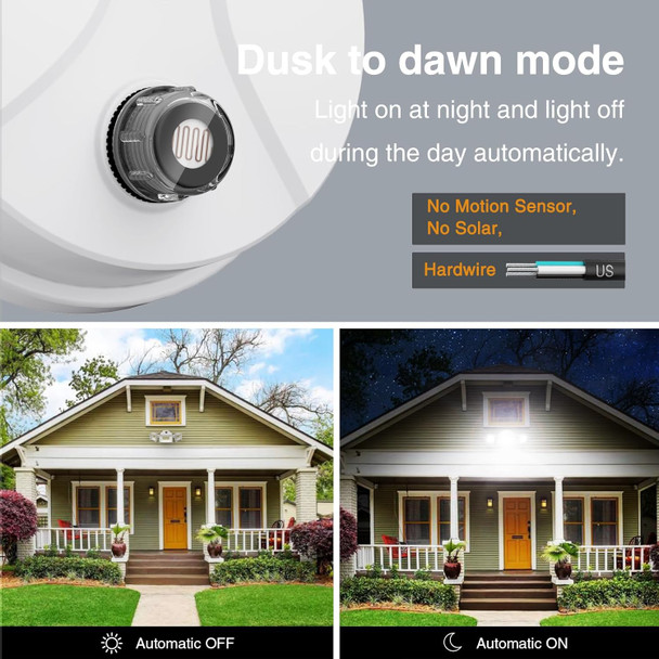 Onforu 60W Led Dusk To Dawn Outdoor Lighting 2 Packs 6000Lm Exterior Flood Lights Ip65 Waterproof Outdoor 3 Adjustable Heads Photocell Lights Fixture 6500K Daylight White Floodlights