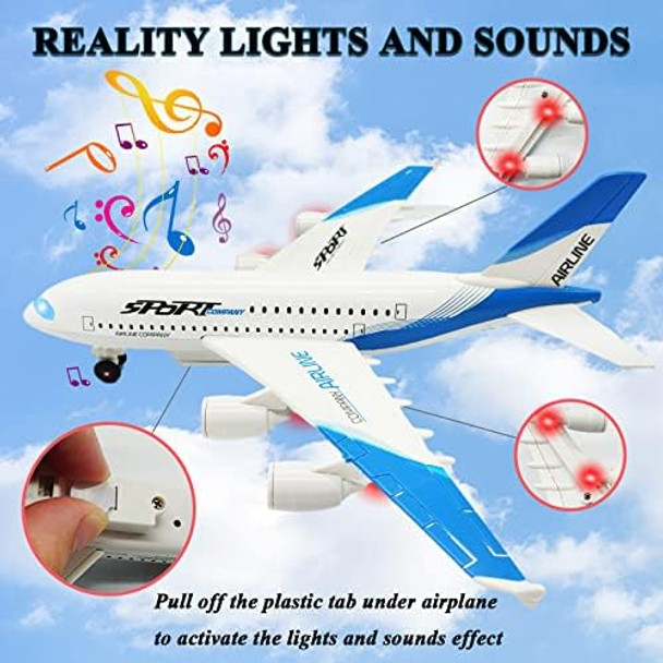 Otonopi Airplane Toys A380 For Kids Bump And Go Pull Back Airlines Die Cast Metal Airbus Plane Toy With Lights And Sounds Model Airplane Toy For Boys & Girls Christmas Birthday And Collections