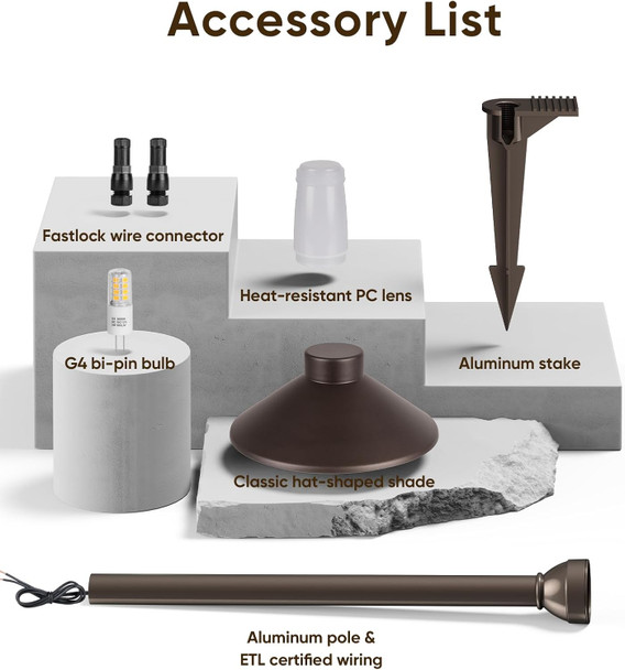 Partphoner Low Voltage Landscape Lighting 12-Pack Aluminum 12V Pathway Lights With G4 Bulbs Waterproof Oil Rubbed Bronze Color Wired Path Lights With Connectors For Walkway Yard Garden