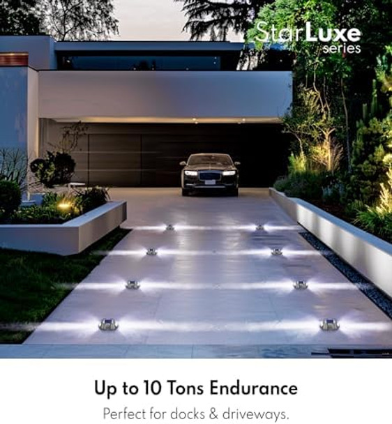 Driveway Lights Solar Powered Led 12 Pack Outdoor Solar Driveway Lights Aluminum Dock Marine Ip65 Waterproof Sidewalk Stair Garden Pathway Yard (White)