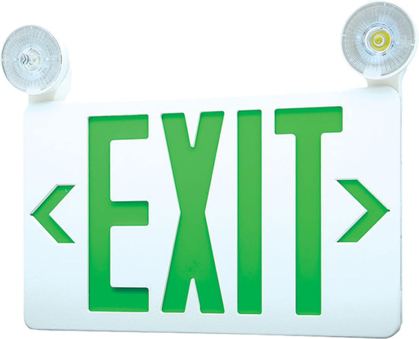 Rp Lighting 12-Inch Standard Led Green Exit Emergency Combo Light White Rp Lighting 12-Inch Standard Led Green Exit Emergency Combo Light White