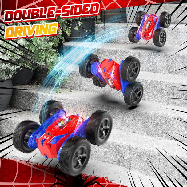 Remote Control Car Double-Sided 360 ° Flipping Rotating Rc Car Rc Stunt Car With Colorful Led Lights 4Wd Rc Toy Car For Boys Age 8-12 And Boys Girls Birthday Present