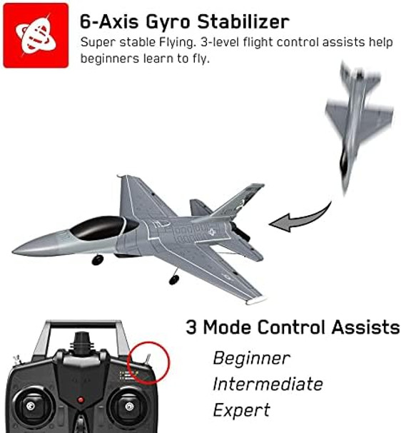 Rc Plane 4 Channel Rc Airplane 2.4Ghz Rc Jet Ready To Fly F-16 Fighter Falcon Remote Control Airplane For Adults With X-Pilot Stabilizer System & One Key Aerobatic Best For Rc Hobbyist