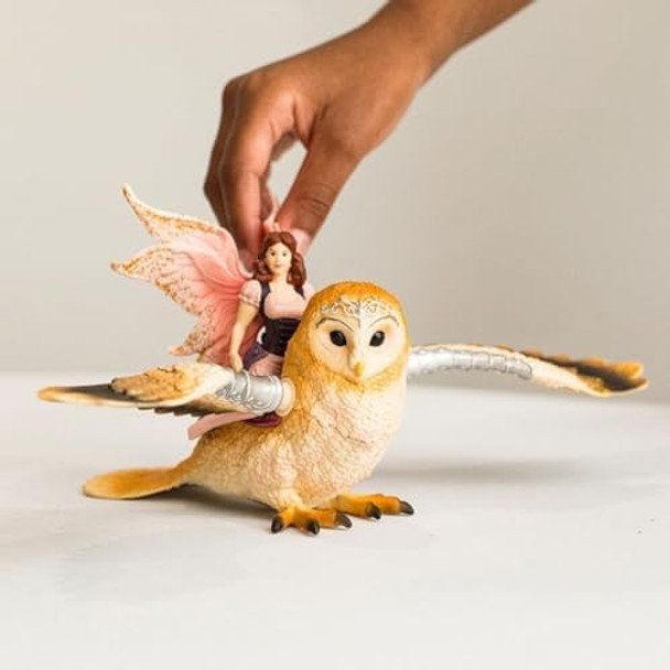 Schleich Bayala Flying Fairy With Glam Owl Playset - Enchanting Magical Fairy And Pet Owl Figurine Playset Imaginative Toy For Children Girls And Boys For Kids Age 5-12