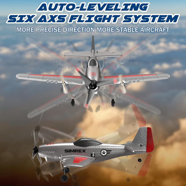 Rc Plane For Kids - 2.4Ghz 3-Channel Remote Control Airplane Toy With 6-Axis Gyro 2 Speeds 2 Batteries P51 Rc Airplane Foam Glider - For Boys & Girls