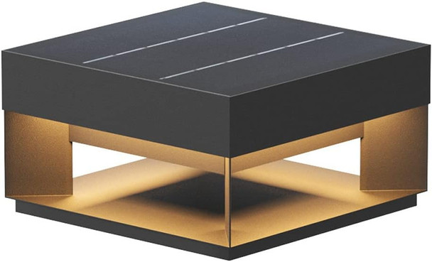 Slawa Solar Post Light Fixture Square Black Solar Modern Post Column Light Outdoor Led Fence Deck Column Cap Lamp Ip65 Waterproof Lantern 3000K Warm Landscape Pillar Light For Yard Garden Pathway Lawn