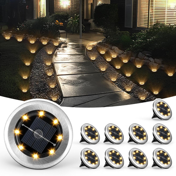 Solpex Mini Solar Ground Lights 10 Pack Solar Lights Outdoor Waterproof Pathway Lights Solar Powered Solar Garden Light Landscape Lighting For Yard Driveway Walkway (Cool White)