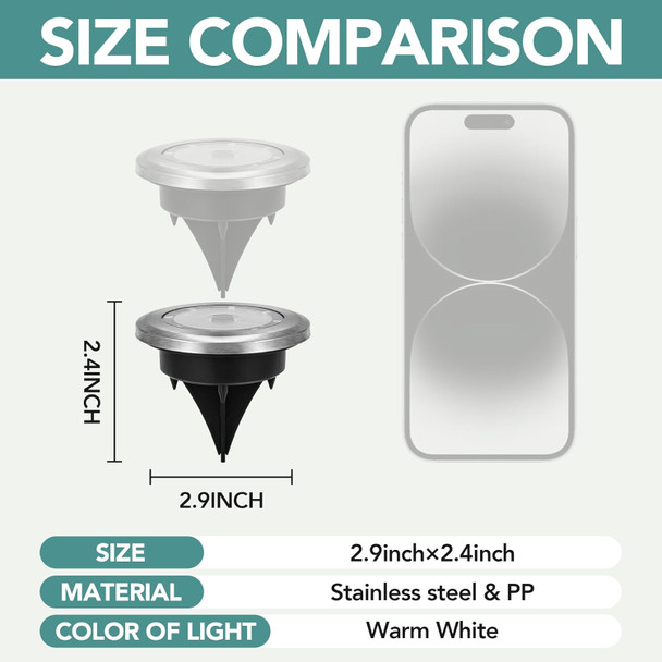 Solpex Mini Solar Ground Lights 10 Pack Solar Lights Outdoor Waterproof Pathway Lights Solar Powered Solar Garden Light Landscape Lighting For Yard Driveway Walkway (Cool White)