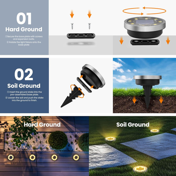 Solpex 10 Pack Solar Ground Lights Outdoor Waterproof Solar Powered Pathway Lights Landscape Lighting For Garden Walkway Driveway Backyard Decor (Cool White)