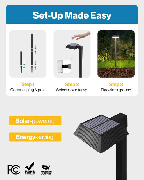 Sunco 6 Pack 2W Solar Sidewalk Dusk To Dawn Outdoor Backyard Walkway Garden Driveway Landscape Waterproof Patio Yard Lawn Super Bright Path Lights 100 Lumens 3Cct 3000K/5000K/7000K Non-Dimmable.