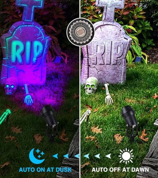 Sunvie 1 Pack Halloween Spotlights Outdoor Black Light With Photocell Sensor 10W Blacklight Spotlight Waterproof Led Black Light Halloween Spot Lights 120V Purple Spotlight For Glow Party Fluorescent