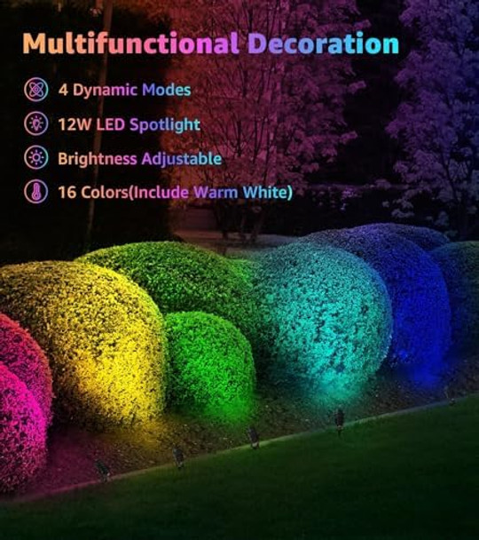 Sunvie Halloween Spotlight Outdoor 12W Rgb Led Color Changing Landscape Lights With Remote Control 120V Landscape Lighting Waterproof Spot Lights Outdoor For Yard Garden Patio Lawn Decorative 2 Pack