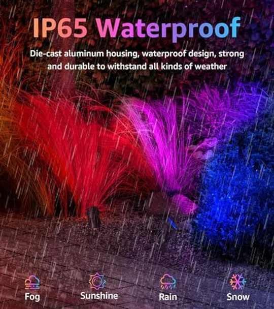 Sunvie Halloween Spotlight Outdoor 12W Rgb Led Color Changing Landscape Lights With Remote Control 120V Landscape Lighting Waterproof Spot Lights Outdoor For Yard Garden Patio Lawn Decorative 2 Pack