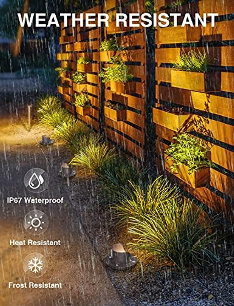 Sunvie 12W Low Voltage Landscape Lighting Shielded Well Lights Landscape Led In Ground Waterproof 12V-24V Low Voltage Outdoor In Ground Lights For Pathway Garden 2 Pack With Connectors
