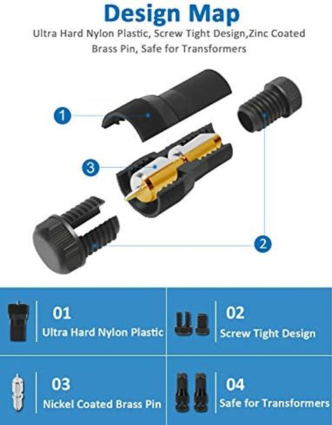 Sunvie Low Voltage Fastlock Landscape Lighting Wire Connector Outdoor 12-14 Gauge Cable Connectors For Landscape Path Lights Work With Malibu Paradise Moonrays And More (16 Pack)