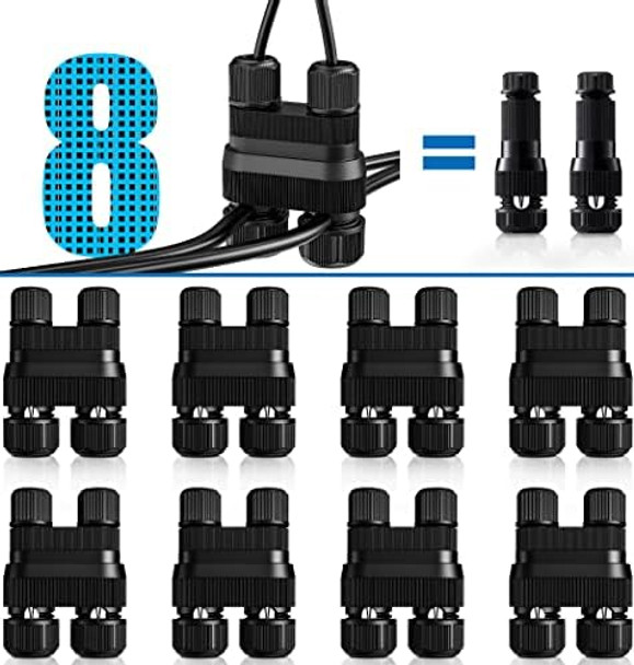 Sunvie Low Voltage Wire Connector Fastlock2 Landscape Lighting Wire Connectors Waterproof Low Voltage Connector 12-18 Gauge Landscape Wire Connectors For Garden Light Pathway Lights 8 Pack