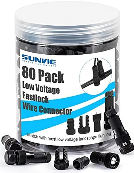 Sunvie Landscape Lighting Connectors Waterproof 12-16 Gauge Low Voltage Wire Connector For Landscape Lights Outdoor Path Lights Work With Malibu Paradise And Other Low Voltage Lighting 80 Pack