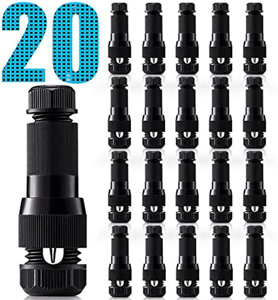 Sunvie Low Voltage Fastlock Wire Connectors For Landscape Lighting Path Lights 12-14 Gauge Cable Connector Work With Malibu Paradise Moonrays And Other Outdoor Lighting Brands (20 Pack)