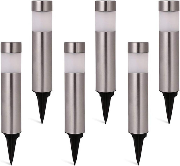 Solar Bollard Lights Outdoor - 6 Pack Stainless Steel Warm White Led Landscape Lights Waterproof Decorative Lighting For Backyard Lawn Patio Solar Bollard Lights Outdoor - 6 Pack Stainless Steel Warm White Led Landscape Lights Waterproof Decorative Lighting For Backyard Lawn Patio