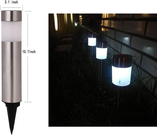 Solar Bollard Lights Outdoor - 6 Pack Stainless Steel Warm White Led Landscape Lights Waterproof Decorative Lighting For Backyard Lawn Patio Solar Bollard Lights Outdoor - 6 Pack Stainless Steel Warm White Led Landscape Lights Waterproof Decorative Lighting For Backyard Lawn Patio