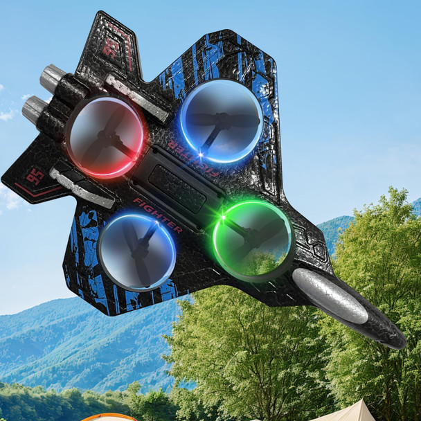 Foam Drone Rc Airplane For Kids And Beginners 2.4Ghz Remote Control Plane Helicopter With Light Auto Hovering And 2 Batteries (Blue)