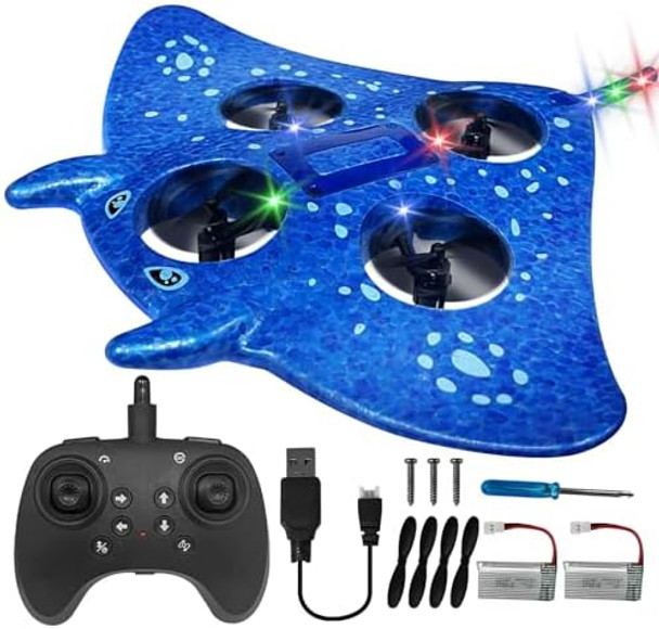 Rc Airplane For Kids And Beginners 2.4Ghz Remote Control Drone With 2 Batteries 360° Drop-Resistant Stunt Spin Remote Fighter Jet With Lights Outdoor Flying Toy