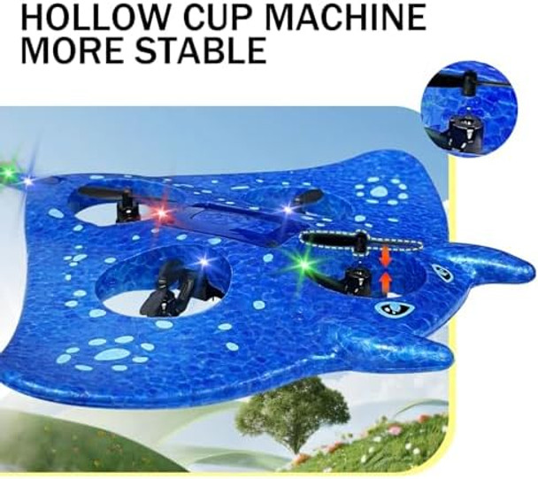 Rc Airplane For Kids And Beginners 2.4Ghz Remote Control Drone With 2 Batteries 360° Drop-Resistant Stunt Spin Remote Fighter Jet With Lights Outdoor Flying Toy