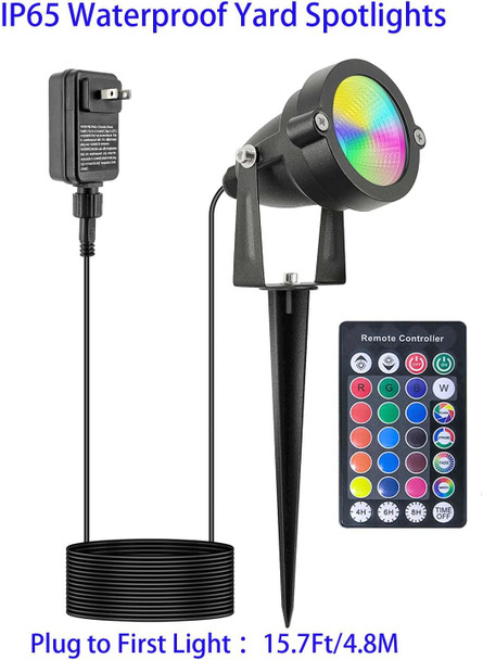 Halloween Outdoor Spotlights With Timer 10W Ip65 Waterproof Metal Landscape Lights Remote Colored Spot Lights Rgb Color Changing Spotlight For Outdoor Yard Garden Lawn(2 Lights)