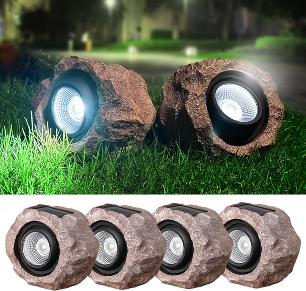 Timeflies Solar Rock Lights Outdoor 2 Pack Super Bright Solar Spot Lights Outdoor Ip65 Waterproof Solar Yard Lights Auto On/Off Garden Decor For Outside Paths Sidewalks Yards Landscapes Patios