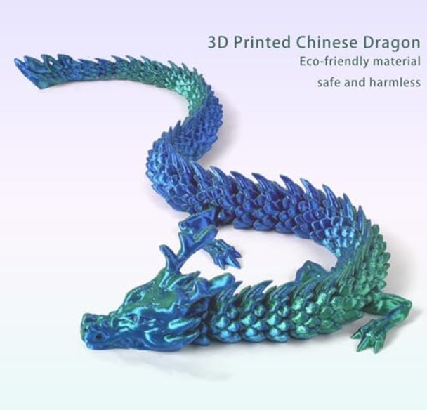 3D Printed DragonChinese Dragon12Inch Flexible Articulated DragonDragon Fidget Toys For Flexible Joints Luck Dragon For Home Office Desk DecorationAdhd Toys Surprise Fantasy s(Black Red)