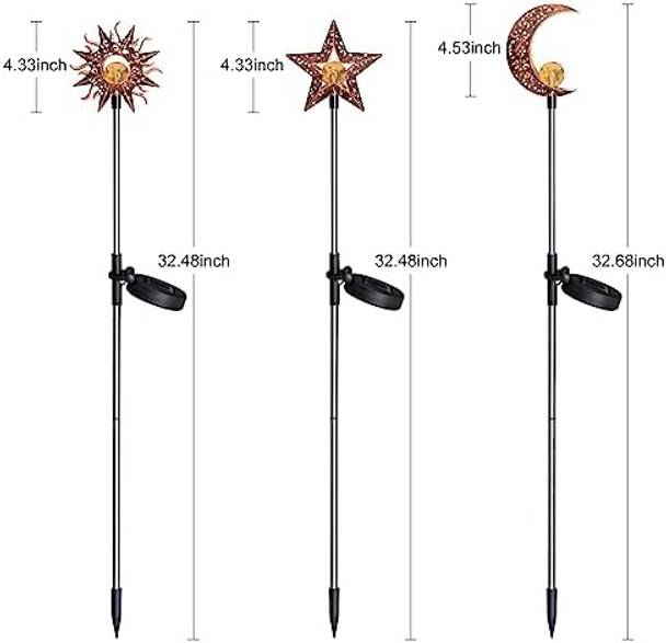 Tryme Solar Lights Outdoor Garden Decor Sun Moon Star Light Chicken Decor Decorative Rooster Decor
