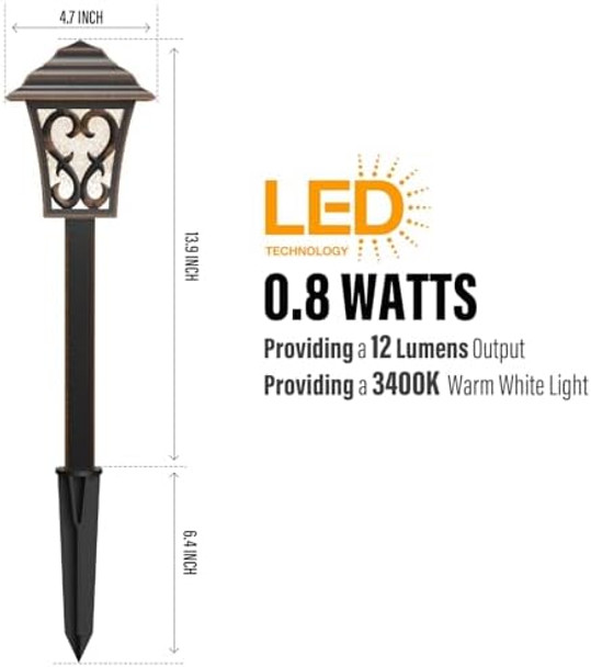 Malibu Outdoor Landscape Lighting Low Voltage 8 Pack Led Pathway Light 0.8W Garden Lights For Lawn Yard Patio 8405-9112-08 Bronze