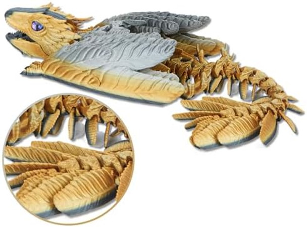 3D Printed 13.5 Inch Feathered Wyvern Dragon Flying Articulated Dragon Animals PackDesktop OrnamentDesktop Pet Toys3D Printed Fidget Toys Stuff(Laser Gold) 3D Printed 13.5 Inch Feathered Wyvern Dragon Flying Articulated Dragon Animals PackDesktop OrnamentDesktop Pet Toys3D Printed Fidget Toys Stuff(Laser Gold)