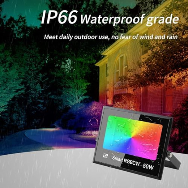 Led Flood Light 50W 50W Equivalent 3500 Lm Outdoor Color Changing Led Stage Landscape Lights Bluetooth Rgbcw Smart Floodlights 2700K & 16 Million Colors&Timing& Music Sync Ip66 (2 Pack) Led Flood Light 50W 50W Equivalent 3500 Lm Outdoor Color Changing Led Stage Landscape Lights Bluetooth Rgbcw Smart Floodlights 2700K & 16 Million Colors&Timing& Music Sync Ip66 (2 Pack)