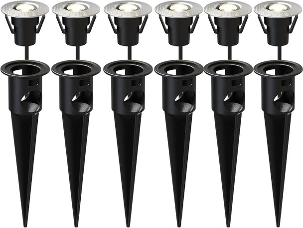 Outdoor Low Voltage Deck Lights Led Landscape Lighting Kit 0.6W 7 Lumen 3200K Warm White 12V In Ground Light Wired For Steps Stair Patio Floor Garden 6Pk