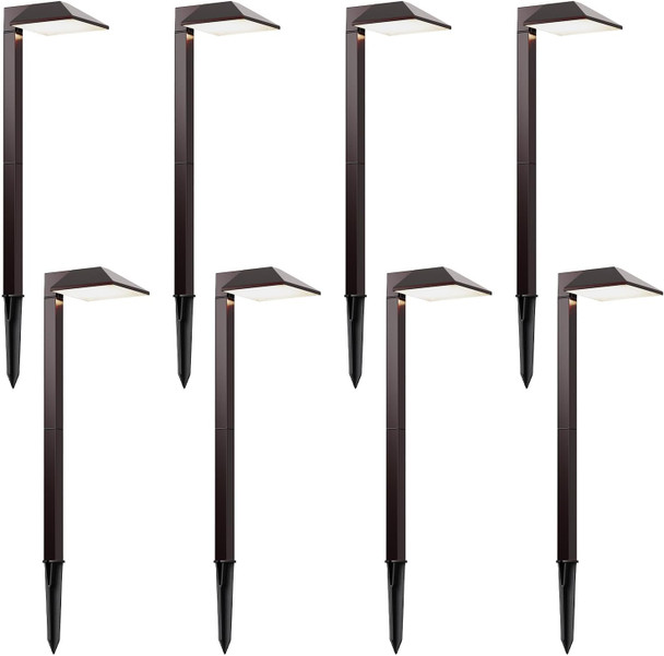 Low Voltage Pathway Lights 8Pk Outdoor Metal Landscape Lighting Kit 12V Ac 0.6W 22 Lumen Led Path Lights With Connectors And Stakes Warm White Hardwired Walkway Light