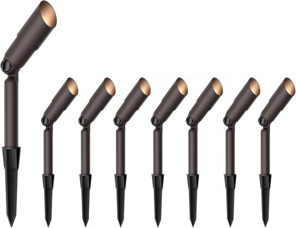 Low Voltage Landscape Lights Kit 8Pk Outdoor Spot Lighting 20W 176Lumen Adjustable Spotlights/Floodlight 12V 3000K Warm White Halogen Lights With Connector And Stake