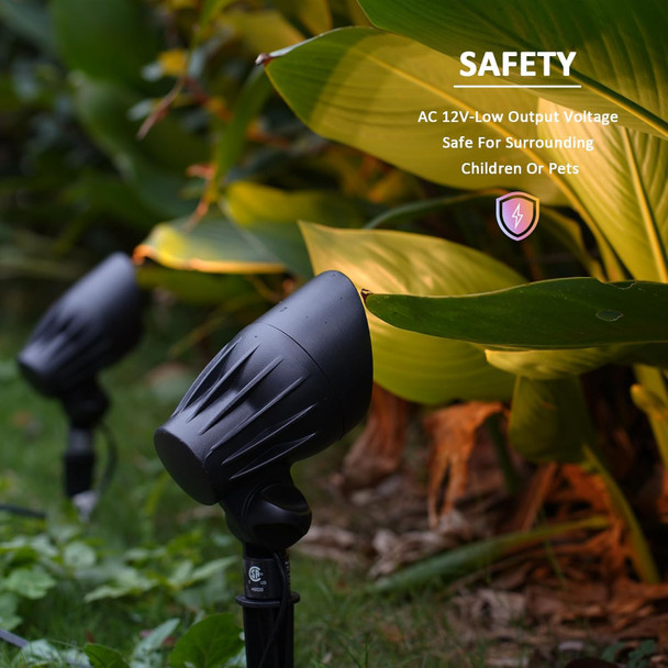 Low Voltage Landscape Lights 8Pk Kit 12V Spotlights With Replacement 50 Watt 380 Lumen Mr16 Halogen Bulb Yard Lights 3000K Warm White Outdoor Lighting Connectors And Stakes