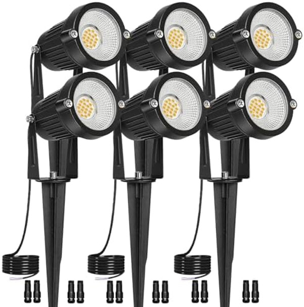 Low Voltage Landscape Lights Ip65 Waterproof 7W 700Lm Led Outdoor Lighting With Connectors For Garden Yard Pathway Pool 12V 24V 2700K Tree Spotlights Warm White - 6 Pack